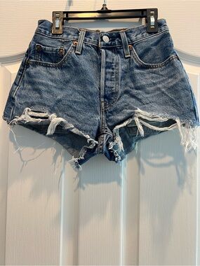 Levi's Blue Distressed Denim Jean Shorts